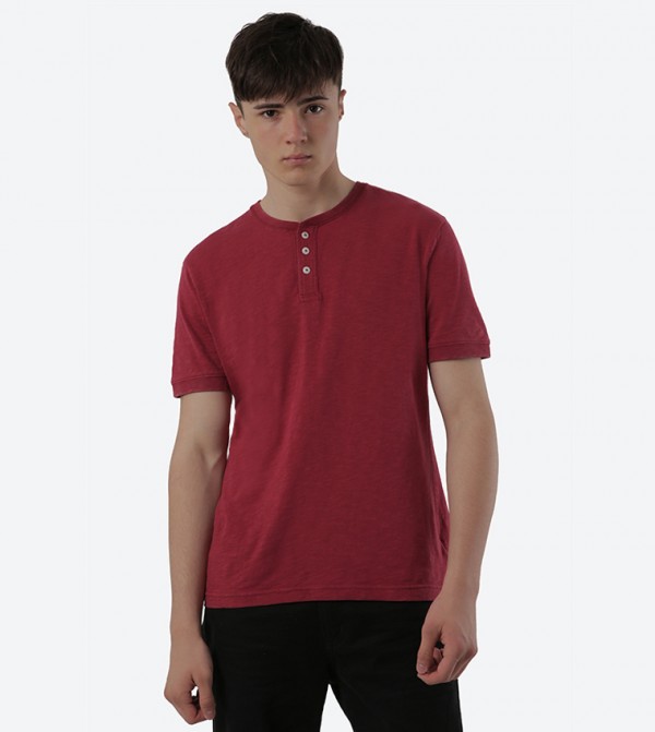 Short Sleeves Knit T-shirt - Red