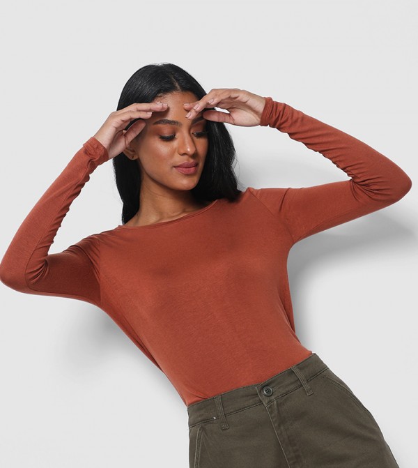 Aero Girls Ls Knits-Brown