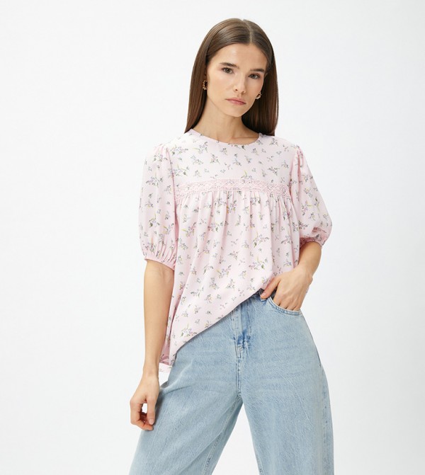Printed Crew Neck Top