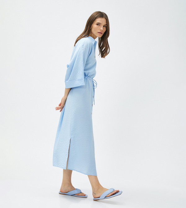 فستان قميص بنقشة بارزة 