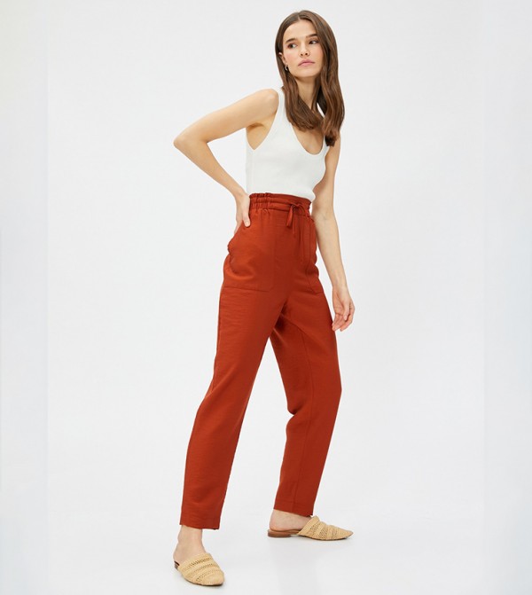 Textured Drawstring Waist Pants
