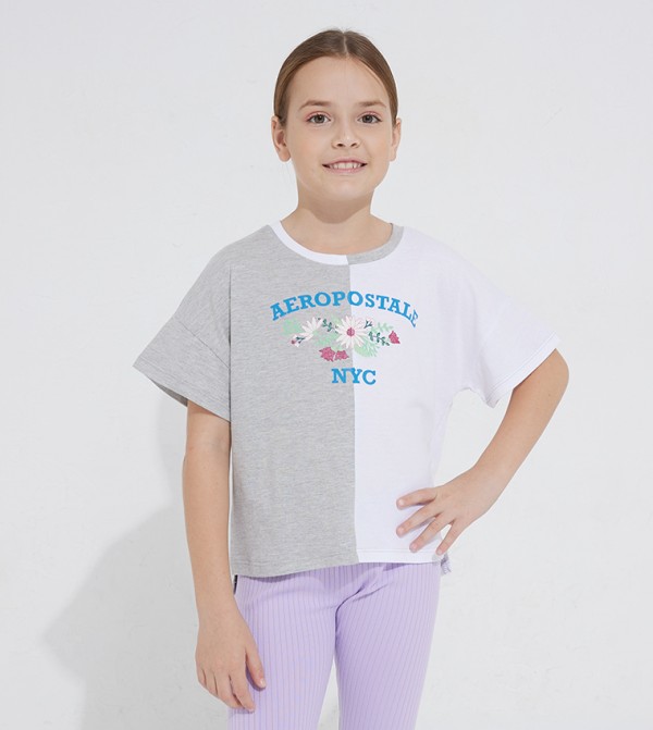 Aero Girl's Color Block Knitted T-Shirt