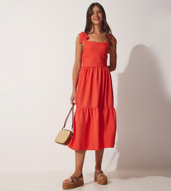 Square Neck Tiered Dress