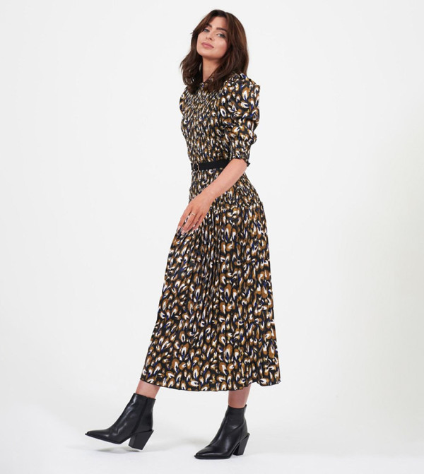 Printed Smocked Midaxi Dress