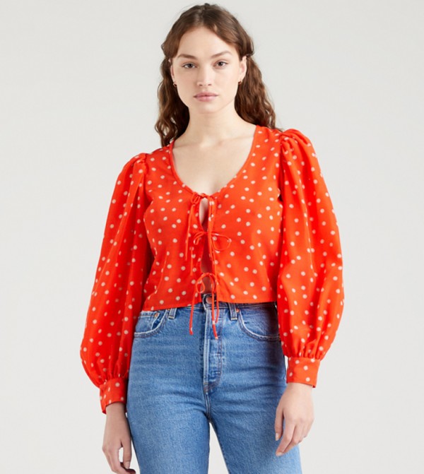 Polka Dot Crop Blouse