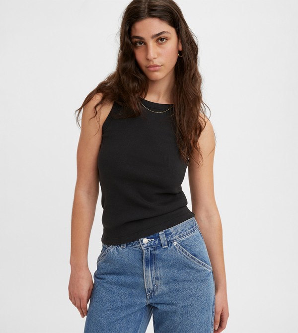 Ribbed Crew Neck Tank Top