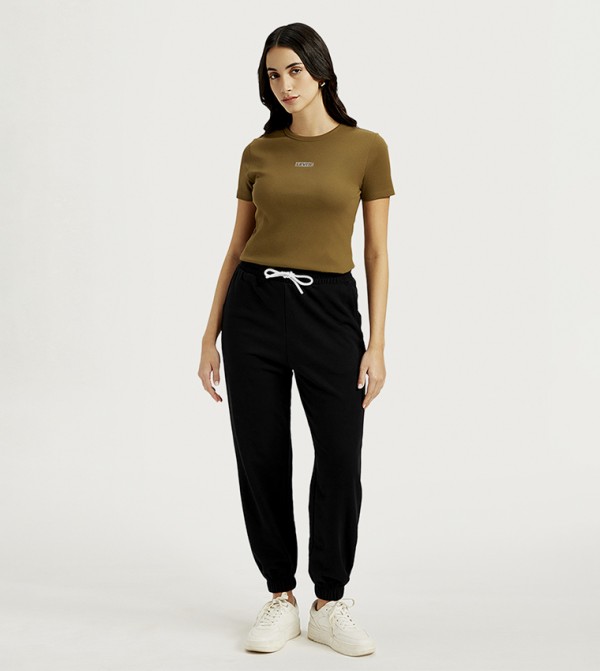 Mid Rise Drawstring Waist Joggers
