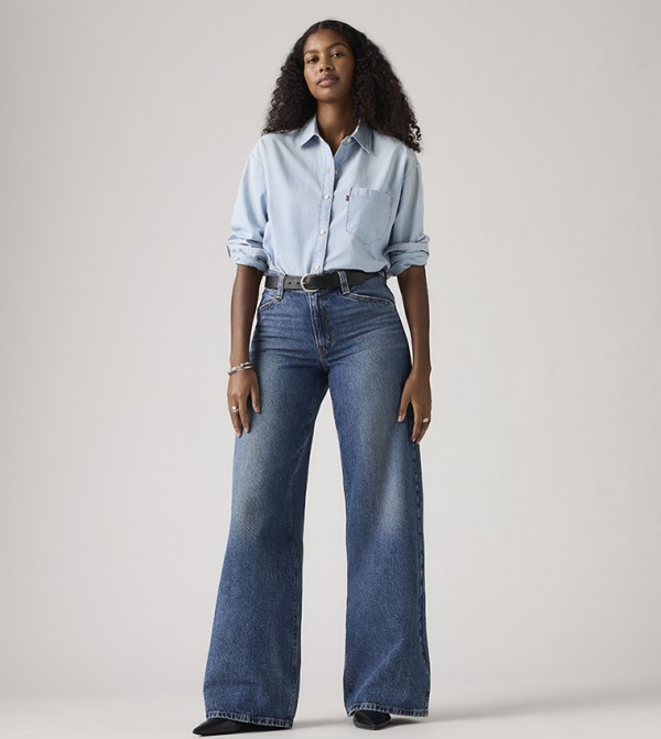 94 Washed High Waist Wide Leg Jeans
