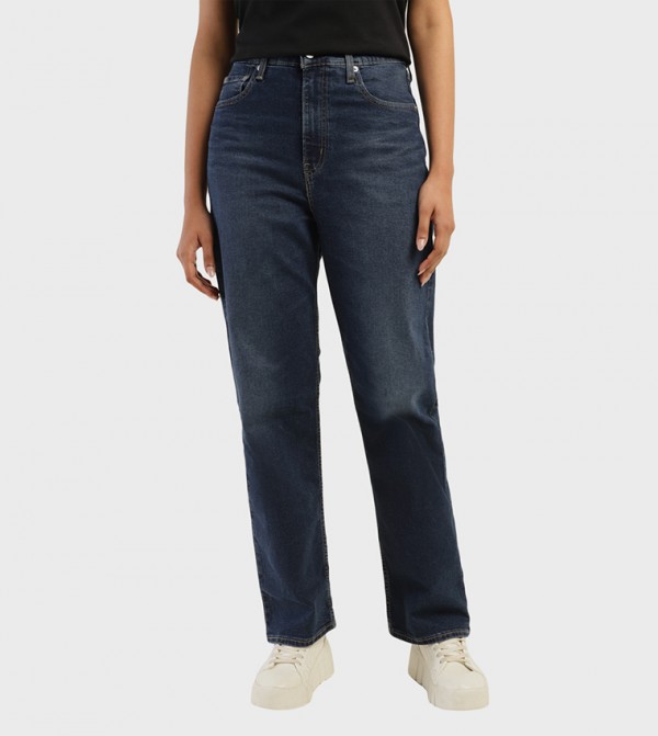 High Rise Ribcage Straight Fit Jeans