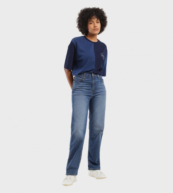 High Rise Ribcage Slim Straight Fit Jeans