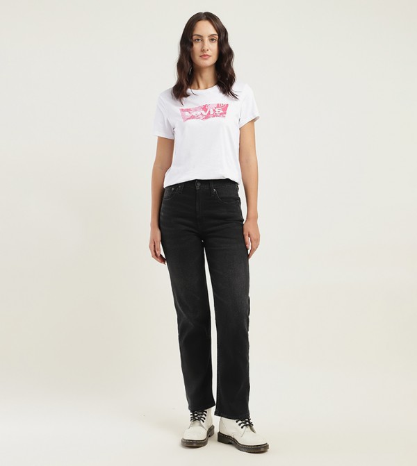 High Rise Ribcage Slim Straight Fit Jeans