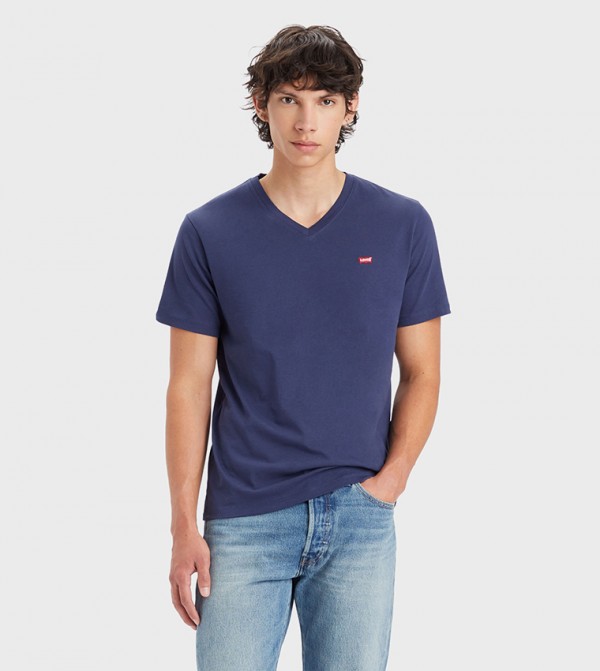 Logo Detail Housemark V-Neck T-Shirt