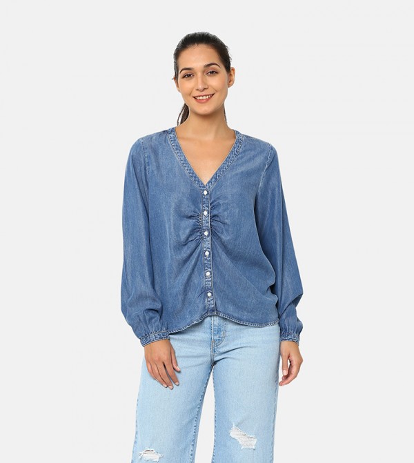 ZENDA Long Sleeves Denim Top