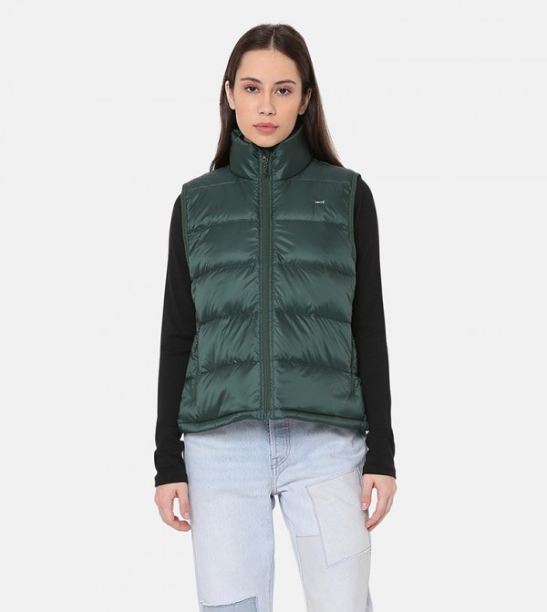 Zippered High Neck Gilet