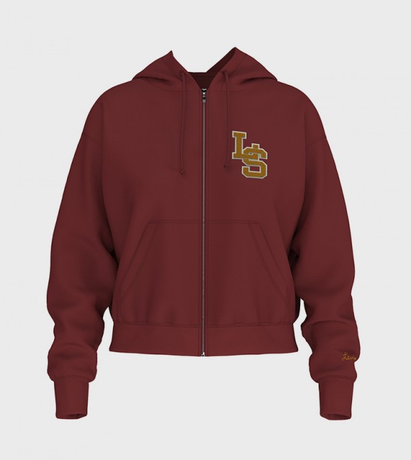 Appliqued Zippered Hooded Jacket