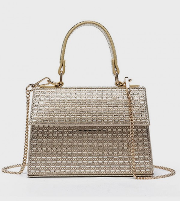 Embellished Top Handle Clutch Bag