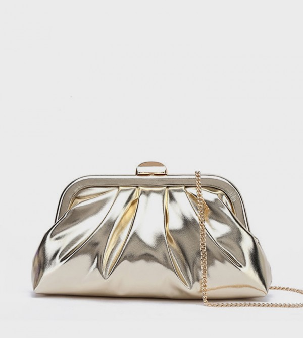 Metallic Ruched Clutch Bag