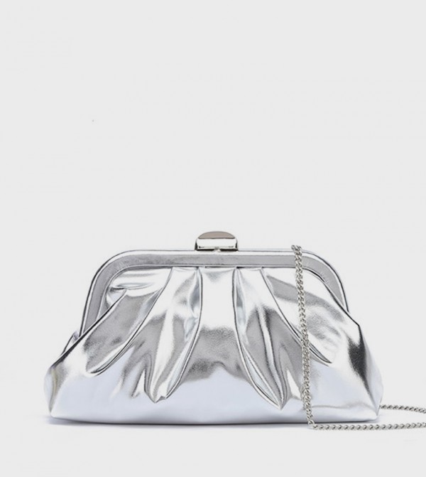 Metallic Ruched Clutch Bag