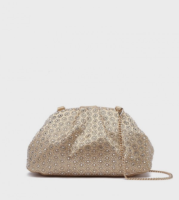 Embellished Ruched Clutch Bag