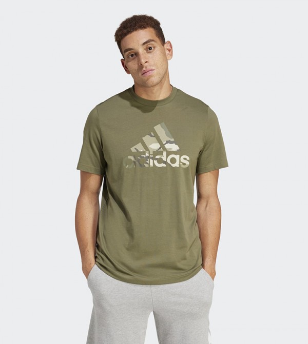 Adidas originals camouflage 3 cheap stripe t shirt khaki