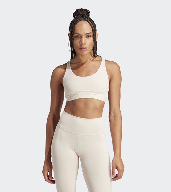 Buy Adidas Logo Printed Sports Bra In Beige