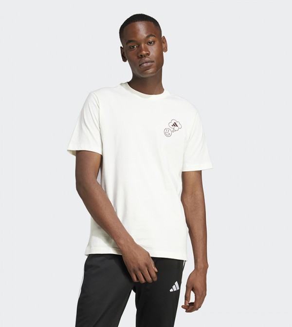 Verbiage Circle Short Sleeves Casual T-Shirt