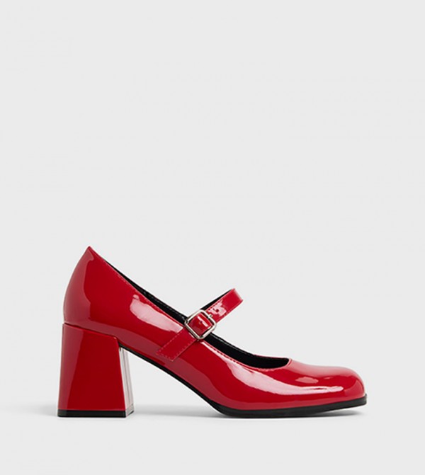 ADDELE Buckle Detail Block Heel Pumps