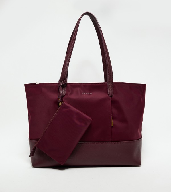Textured Tote Bag with Pouch