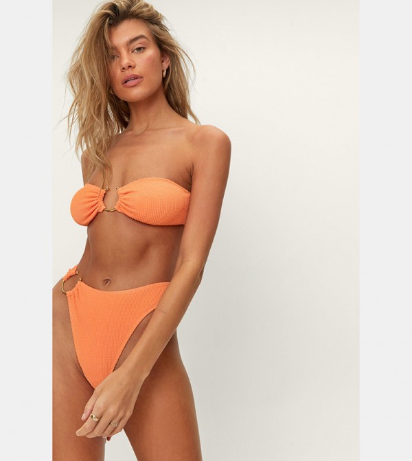 Bandeau bikini top with high waisted bottoms outlet