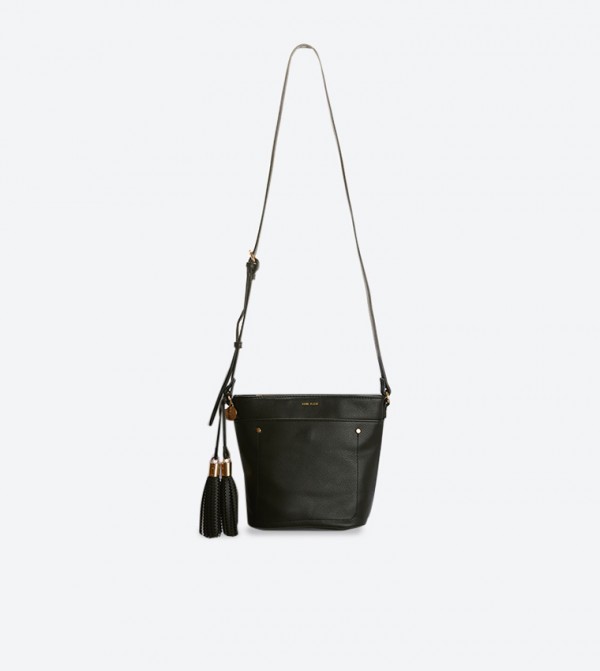 Tassel Detail Shoulder Strap Cross Body Bag - Black
