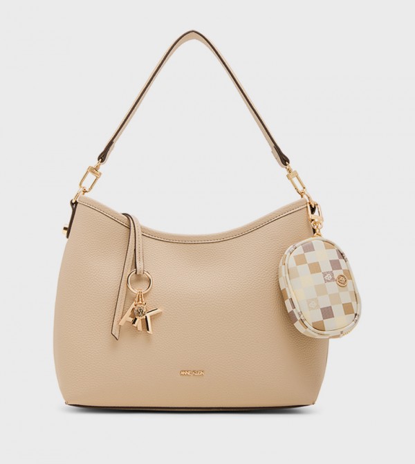 Textured Shoulder Bag with Coin Pouch