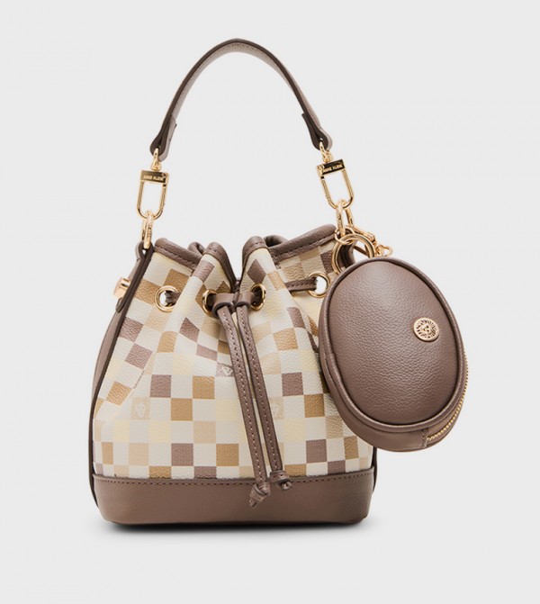 Patterned Drawstring Bucket Bag