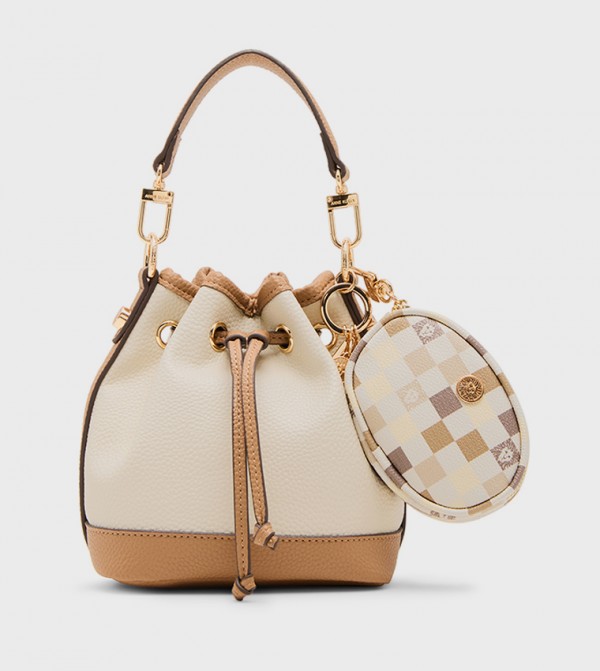 Color Block Drawstring Bucket Bag