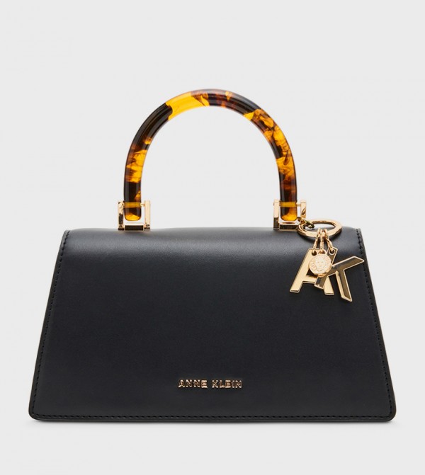 Textured Flap Top-Handle Bag