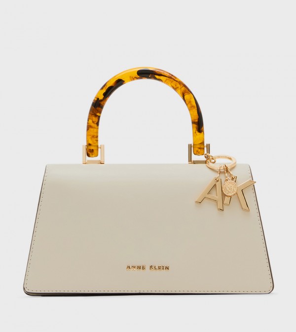 Textured Flap Top-Handle Bag