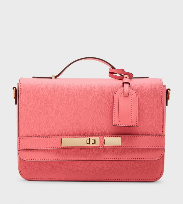 Textured Flap Top-Handle Bag