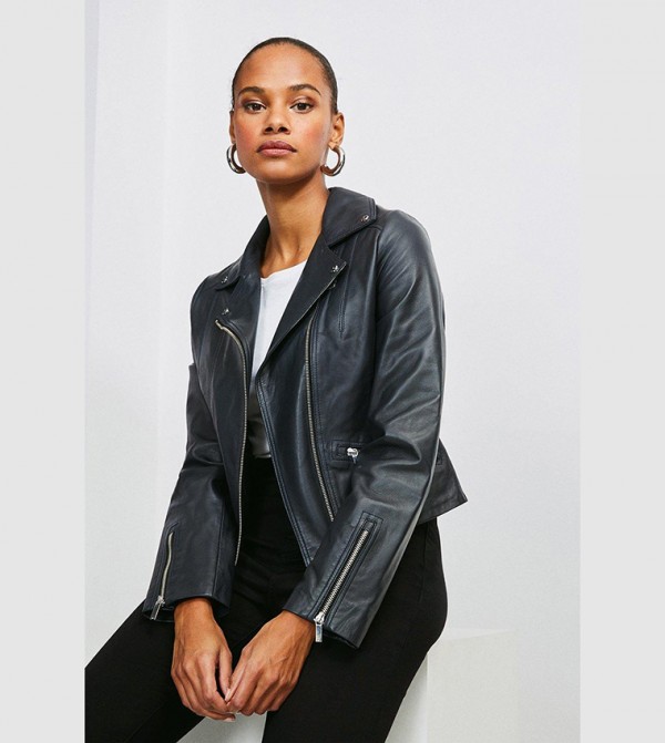 Oversized white sale leather jacket