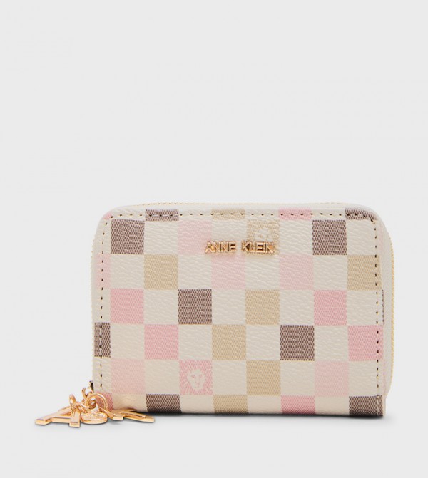 Patterned Zip-Around Mini Wallet