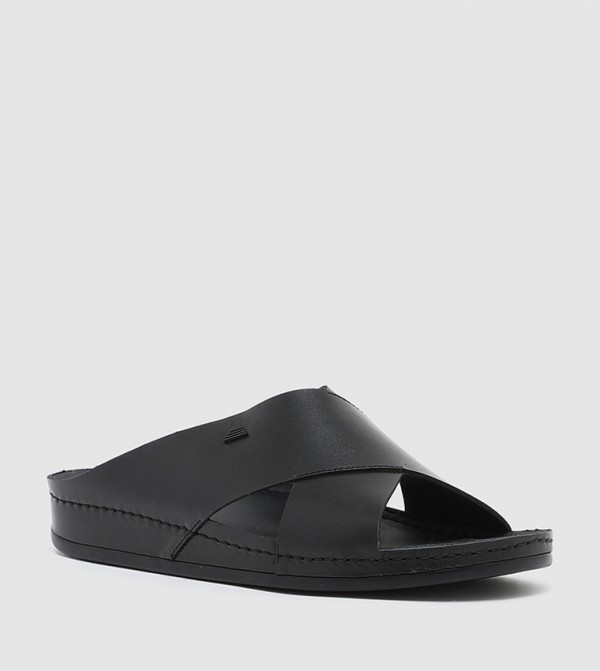 Buy Hush Puppies Buckle Strap Open Arabic Sandals In Black 