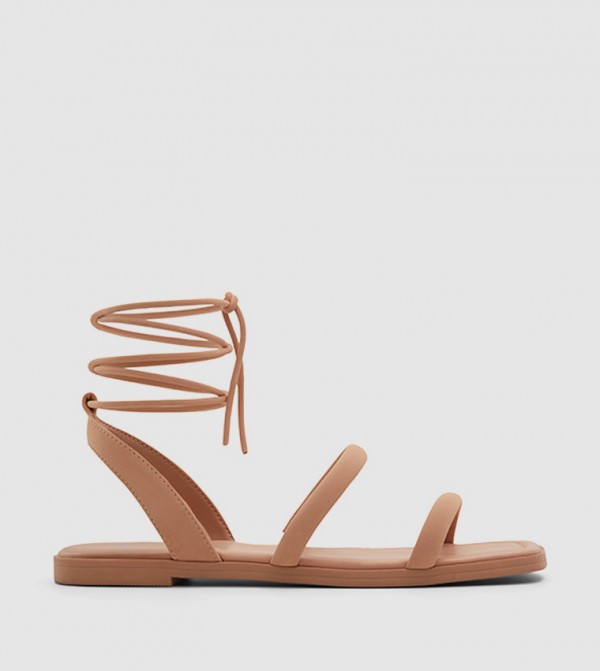 Spirelli Gold Ankle Spiral Flat Sandals
