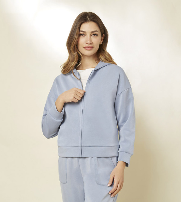 سويتشيرت بسحاب وغطاء رأس