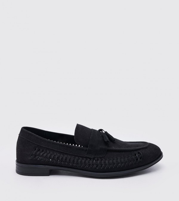 Faux Suede Weave Loafers