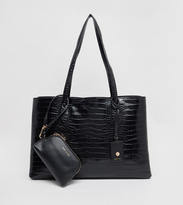 Textured Tote Bag with Coin Pouch