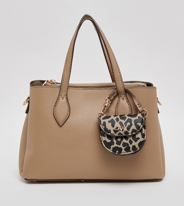 Textured Satchel Bag with Coin Pouch