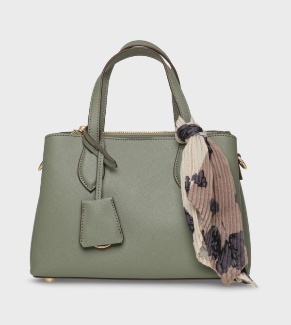 Textured Scarf Detail Satchel Bag