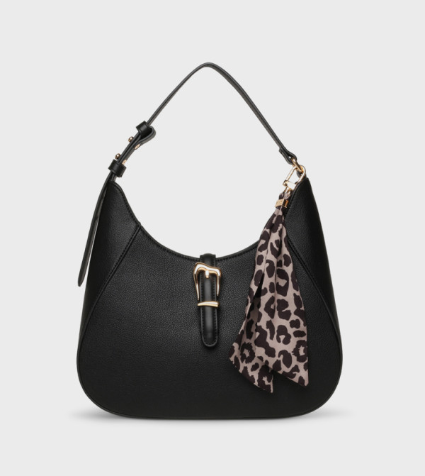 Textured Scarf Detail Shoulder Bag