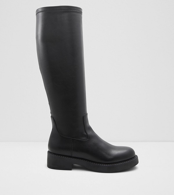 Buy Aldo ANNE Solid Knee Length Boots With Zip Closure In Black
