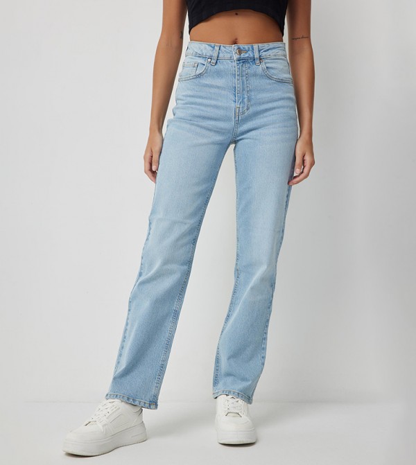 Washed 90's High Rise Straight Fit Jeans