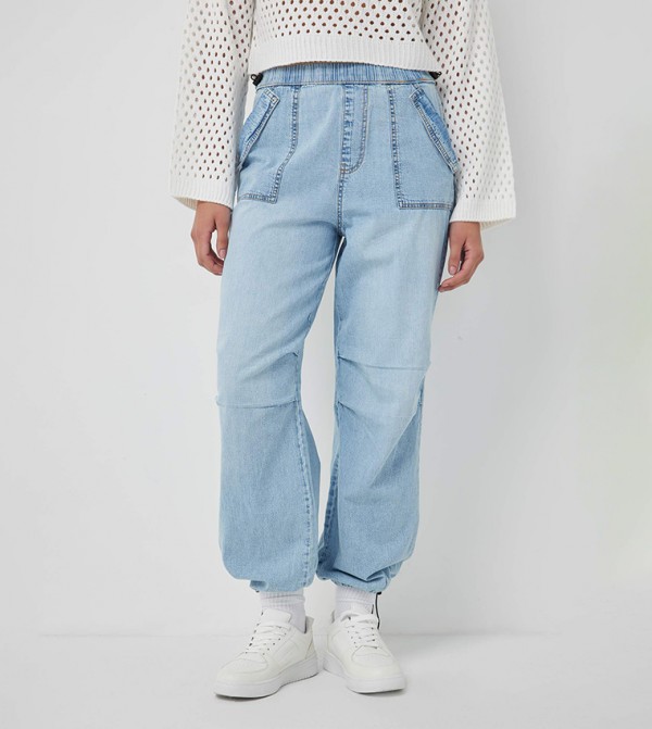 Faded Low Rise Parachute Jeans