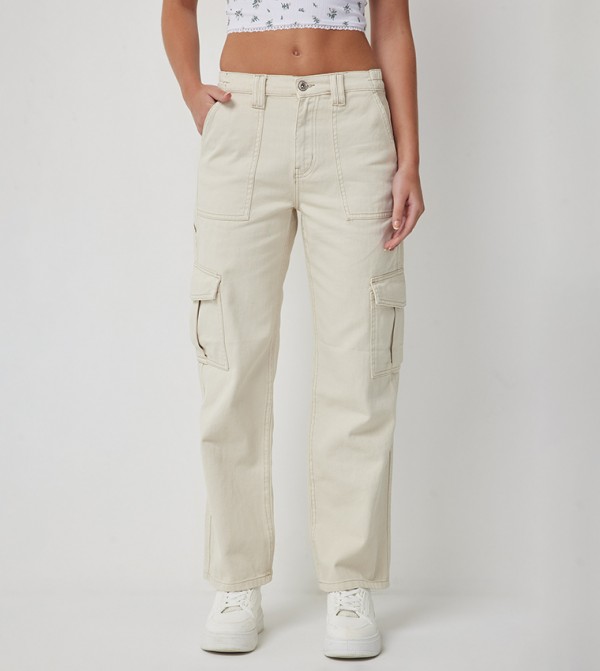 90's Solid High Rise Cargo Jeans